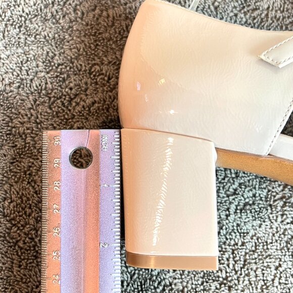 Naturalizer Size 8.5 Nude Beige Taupe Patent Suede Leather Block Heel Shoes - Picture 11 of 12